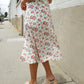 Put Together Ivory Front Slit Floral Print Lined Midi Skirt