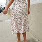 Put Together Ivory Front Slit Floral Print Lined Midi Skirt