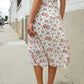 Put Together Ivory Front Slit Floral Print Lined Midi Skirt