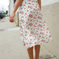 Put Together Ivory Front Slit Floral Print Lined Midi Skirt