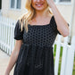 Spring Vibes Midnight Eyelet Puff Sleeve Babydoll Top