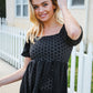 Spring Vibes Midnight Eyelet Puff Sleeve Babydoll Top
