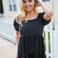 Spring Vibes Midnight Eyelet Puff Sleeve Babydoll Top