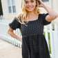 Spring Vibes Midnight Eyelet Puff Sleeve Babydoll Top