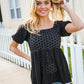 Spring Vibes Midnight Eyelet Puff Sleeve Babydoll Top