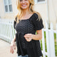 Spring Vibes Midnight Eyelet Puff Sleeve Babydoll Top