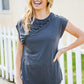 Charming In Charcoal Asymmetrical Shirred Modal Top