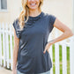 Charming In Charcoal Asymmetrical Shirred Modal Top