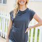 Charming In Charcoal Asymmetrical Shirred Modal Top