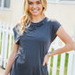Charming In Charcoal Asymmetrical Shirred Modal Top