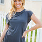 Charming In Charcoal Asymmetrical Shirred Modal Top