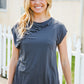 Charming In Charcoal Asymmetrical Shirred Modal Top