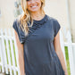 Charming In Charcoal Asymmetrical Shirred Modal Top