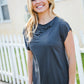 Charming In Charcoal Asymmetrical Shirred Modal Top