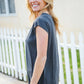 Charming In Charcoal Asymmetrical Shirred Modal Top