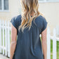 Charming In Charcoal Asymmetrical Shirred Modal Top