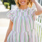 Easy To Love Lavender Stripe Double Ruffle Sleeve Tiered Top
