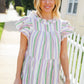 Easy To Love Lavender Stripe Double Ruffle Sleeve Tiered Top
