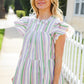 Easy To Love Lavender Stripe Double Ruffle Sleeve Tiered Top