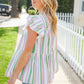 Easy To Love Lavender Stripe Double Ruffle Sleeve Tiered Top
