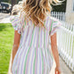 Easy To Love Lavender Stripe Double Ruffle Sleeve Tiered Top