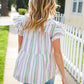 Easy To Love Lavender Stripe Double Ruffle Sleeve Tiered Top