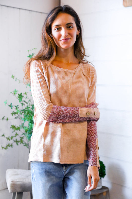 Zigzag Charm Blush Thermal Long Sleeve