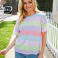 Find Love Lavender & Pink Striped Textured Waffle Knit Top