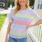 Find Love Lavender & Pink Striped Textured Waffle Knit Top