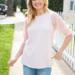 Adorable You Peach French Terry Lace Sleeve Top