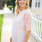 Adorable You Peach French Terry Lace Sleeve Top