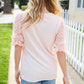 Adorable You Peach French Terry Lace Sleeve Top