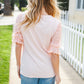 Adorable You Peach French Terry Lace Sleeve Top