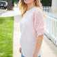 Adorable You Peach French Terry Lace Sleeve Top