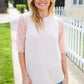Adorable You Peach French Terry Lace Sleeve Top