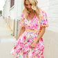 Beautiful You Rose Floral Print Ric Rack Trim Babydoll Dress
