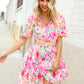 Beautiful You Rose Floral Print Ric Rack Trim Babydoll Dress