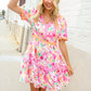 Beautiful You Rose Floral Print Ric Rack Trim Babydoll Dress