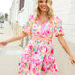 Beautiful You Rose Floral Print Ric Rack Trim Babydoll Dress