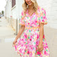 Beautiful You Rose Floral Print Ric Rack Trim Babydoll Dress