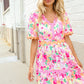 Beautiful You Rose Floral Print Ric Rack Trim Babydoll Dress