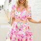 Beautiful You Rose Floral Print Ric Rack Trim Babydoll Dress