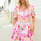 Beautiful You Rose Floral Print Ric Rack Trim Babydoll Dress