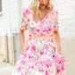 Beautiful You Rose Floral Print Ric Rack Trim Babydoll Dress