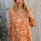 Perfectly You Rust Satin Button-Down V Neck Elastic Sleeve Blouse