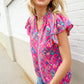 You Got This Fuchsia Abstract Print Notch Frill Neck Blouse