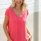 Summer Vibes Coral Relaxed Fit Jacquard Knitted Top