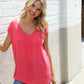 Summer Vibes Coral Relaxed Fit Jacquard Knitted Top