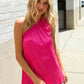 Diva Dreams Fuchsia Leopard Print One Shoulder Satin Top