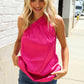 Diva Dreams Fuchsia Leopard Print One Shoulder Satin Top